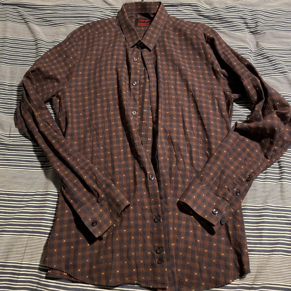 Jared Lang After Hours Slim Long Sleeve Button Front Shirt Men's Large